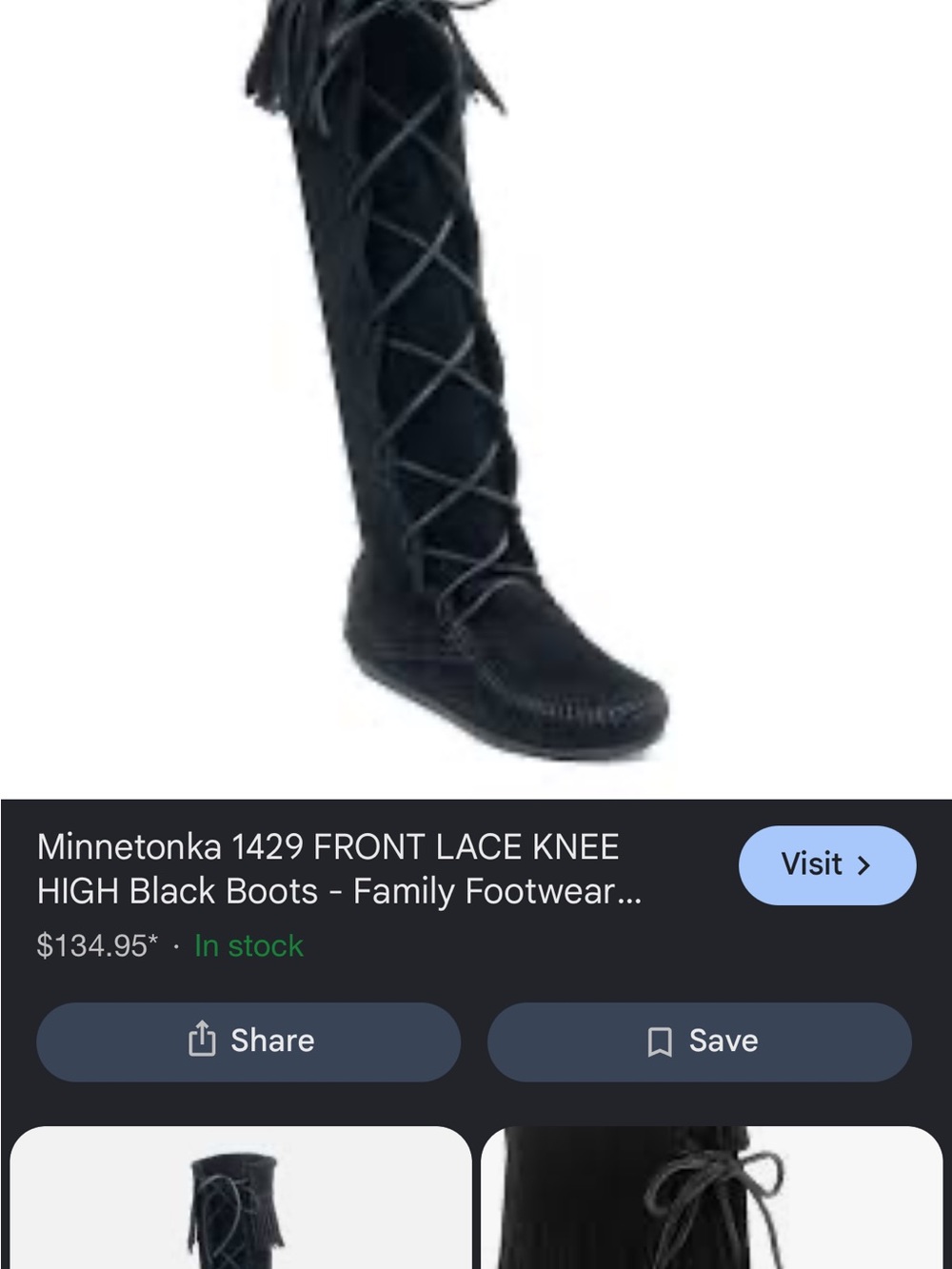 Minnetonka Black Lace-Up Over-The-Knee Fringe Boots